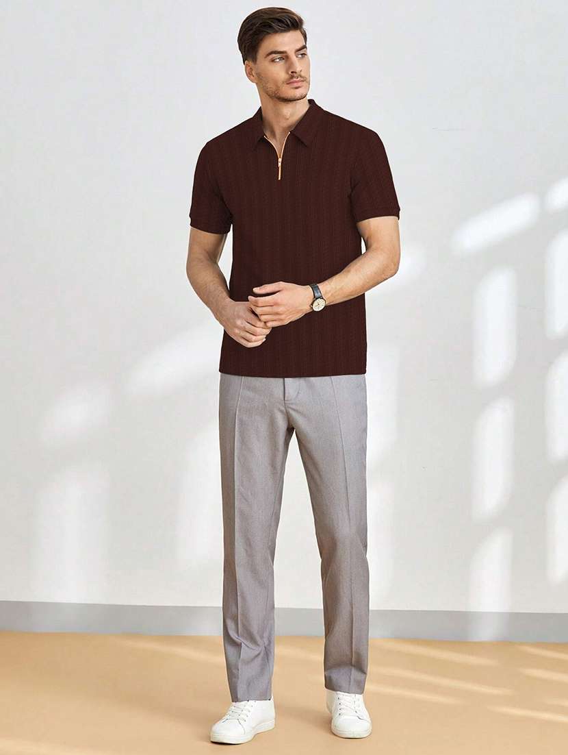 men textured short sleeve polo t-shirt - 21970683 -  Standard Image - 2
