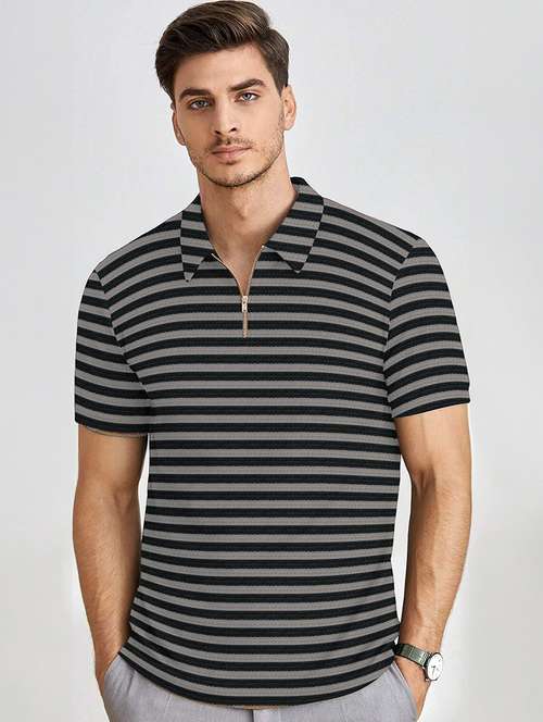men striped short sleeve polo t-shirt - 21970688 -  Standard Image - 0