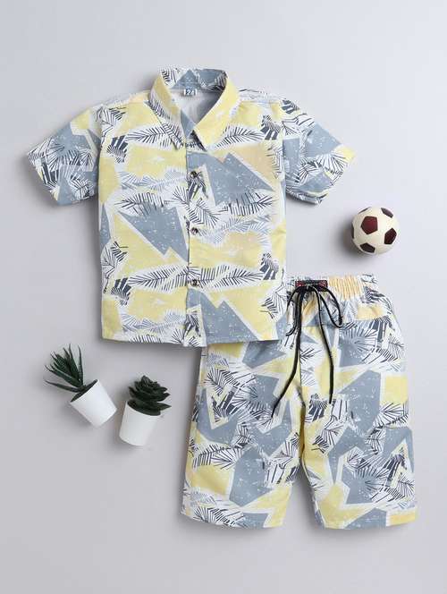 boys printed shirt and shorts co-ord set