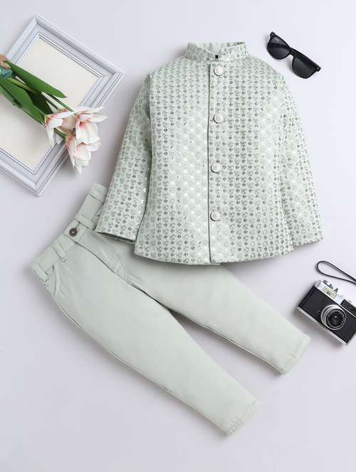 boys embellished long sleeve blazer and trouser set - 21970731 -  Standard Image - 0