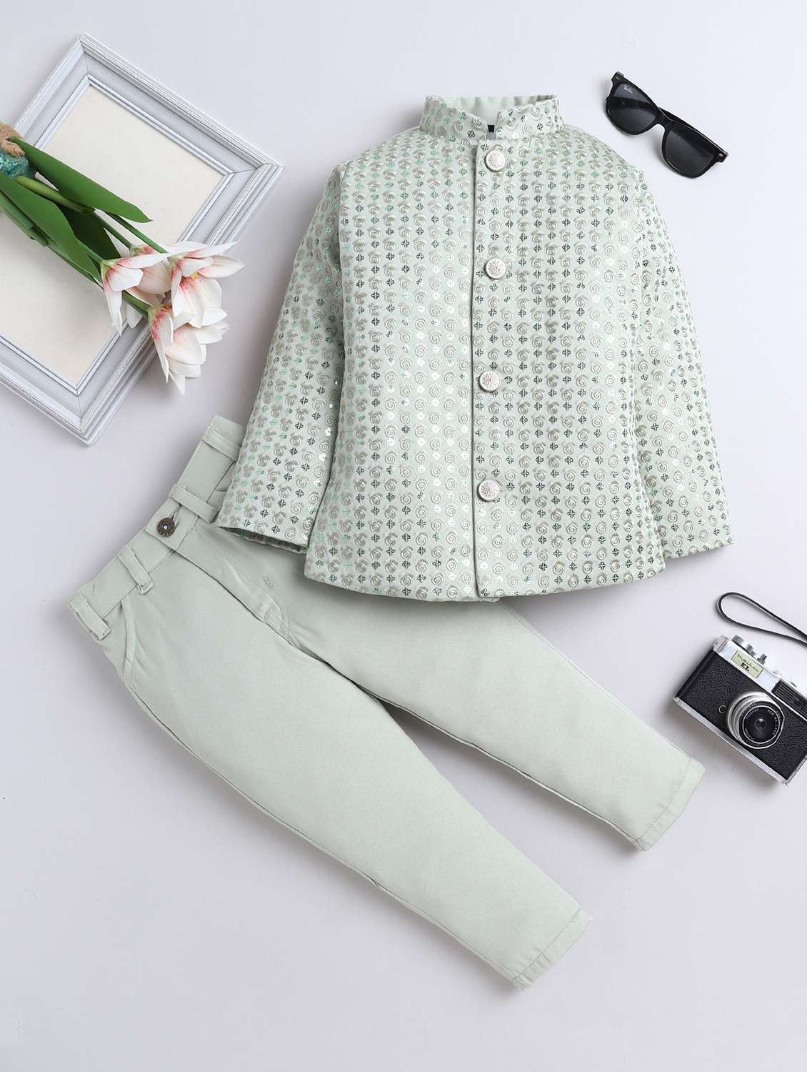 boys embellished long sleeve blazer and trouser set