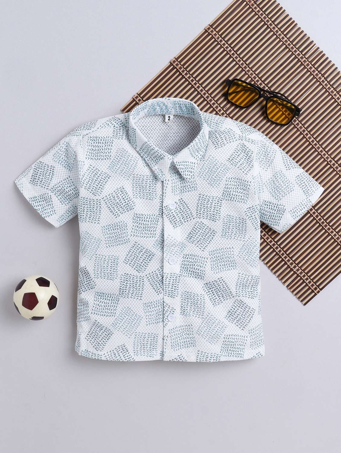 boys printed collarerd short sleeve shirt
