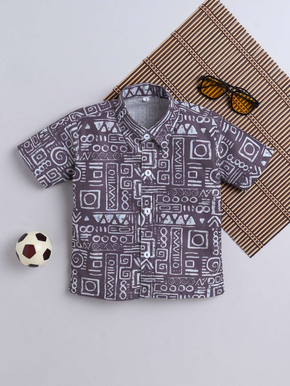 boys printed collarerd short sleeve shirt