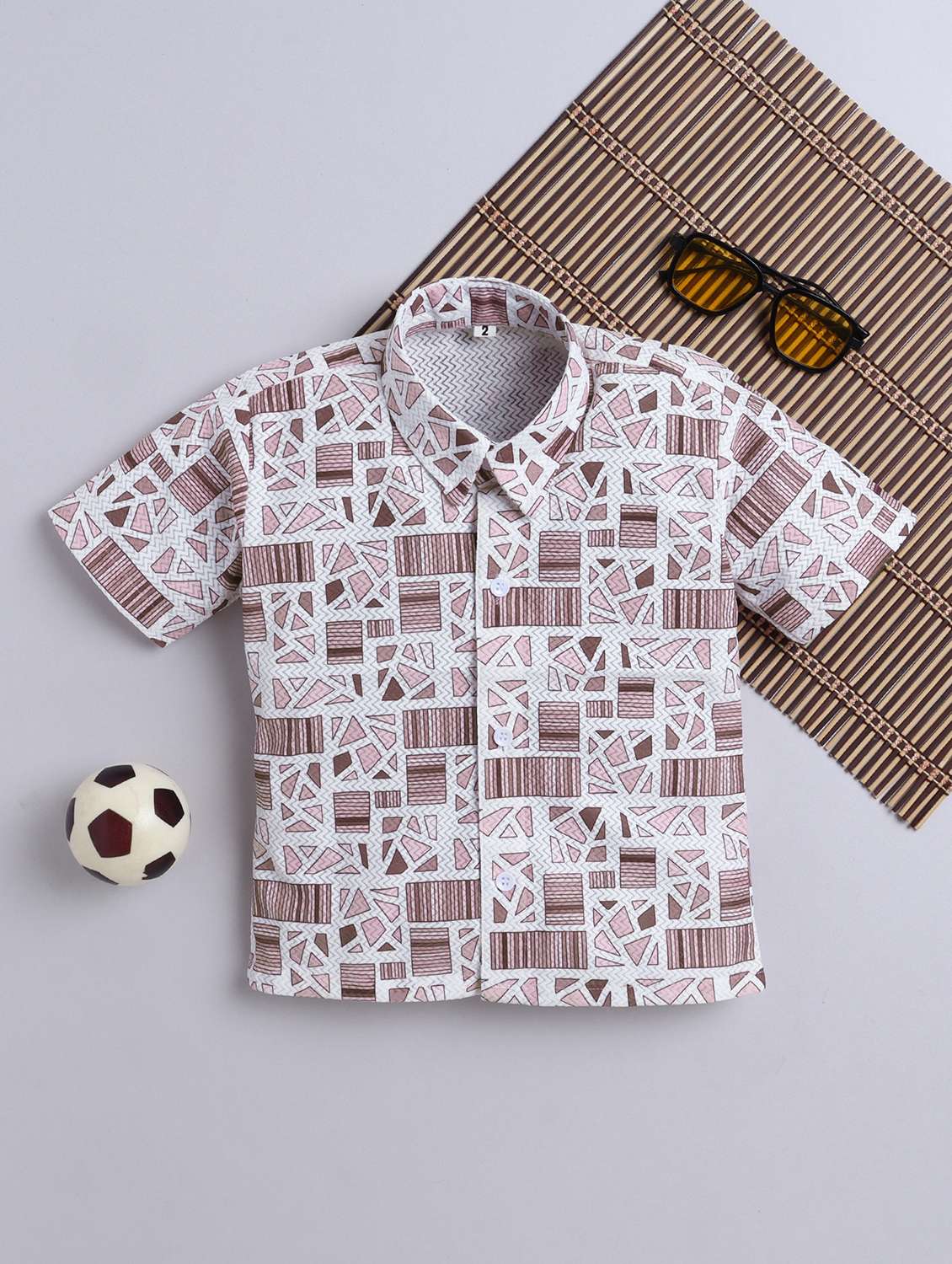 boys printed collarerd short sleeve shirt