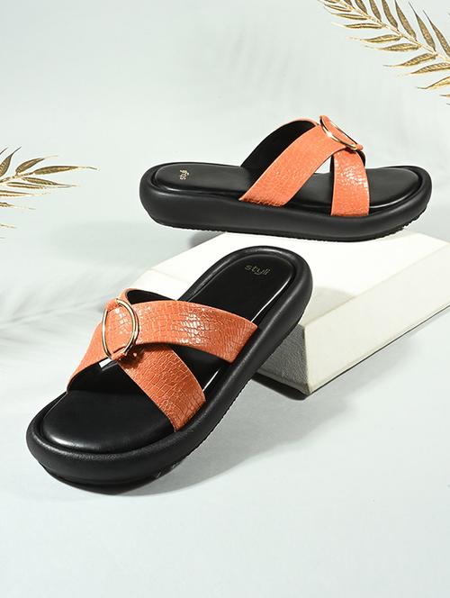 women brown slip on sandal - 21970876 -  Standard Image - 0