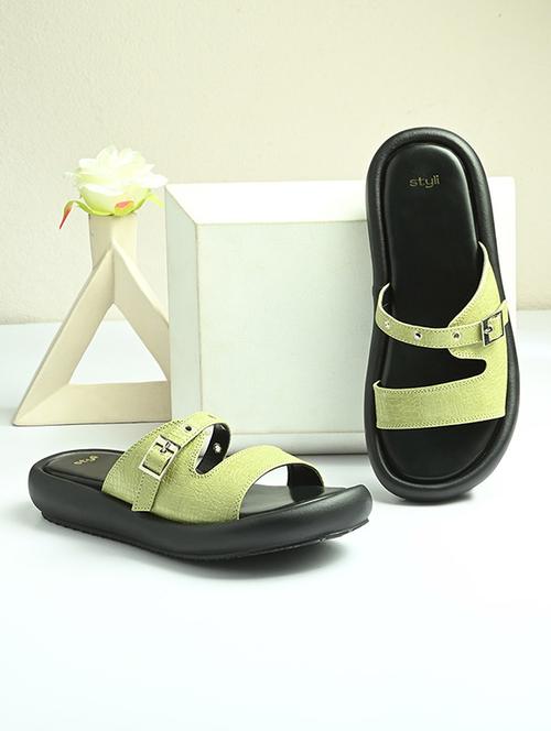 women green slip on sandal - 21970877 - Standard Image - 0