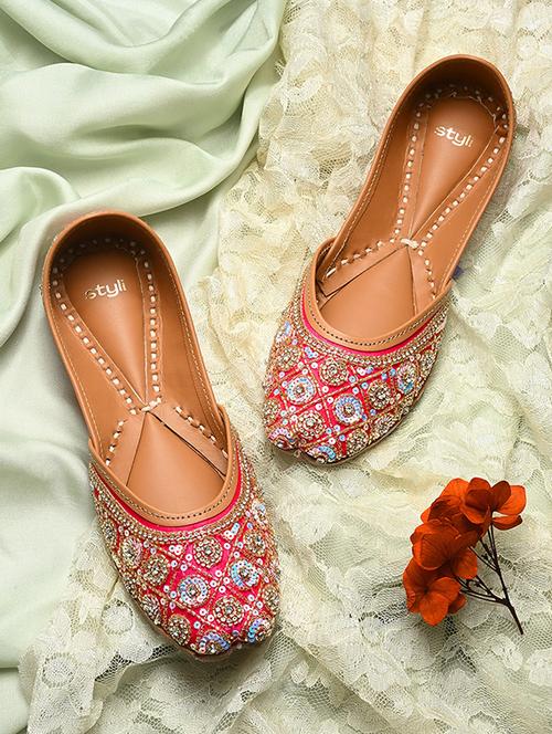 women pink embellished slip on juti - 21970879 -  Standard Image - 0