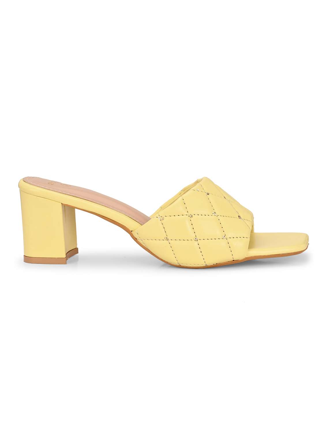 women yellow solid slip on block heel  - 21970885 -  Standard Image - 2