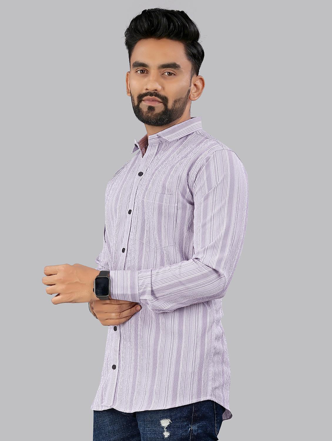 purple cotton lycra casual shirt - 21970889 - Standard Image - 2