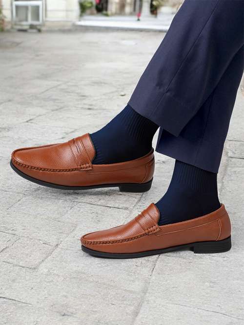 men brown solid slip on loafer - 21970918 -  Standard Image - 0