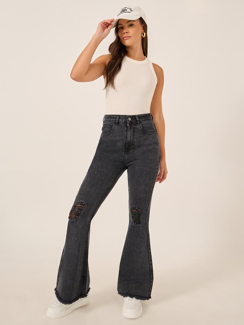 women distressed high rise bootcut jean - 21970926 - Standard Image - 2