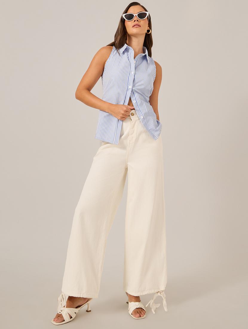 women solid beige high rise relaxed fit jeans - 21970928 - Standard Image - 2