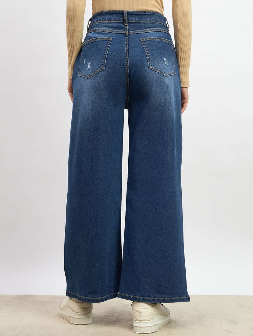 women solid high rise wide leg jean - 21970930 -  Standard Image - 2