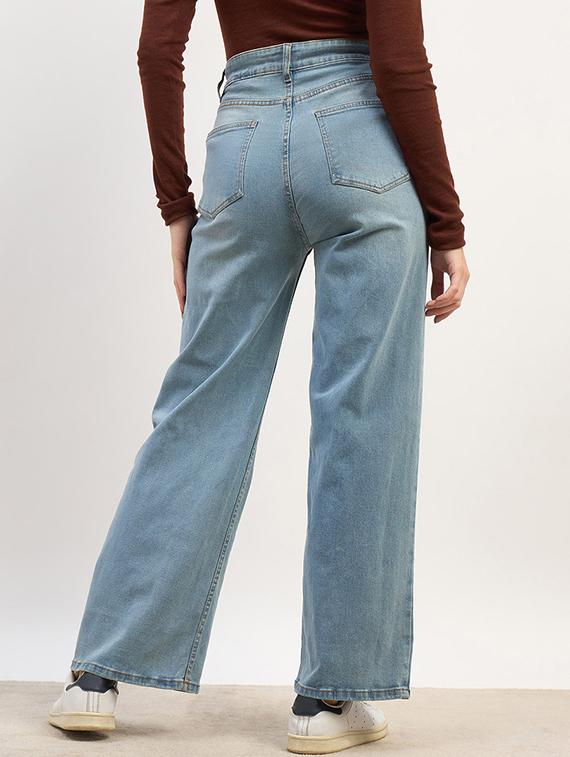 women solid high rise wide leg jean - 21970932 - Standard Image - 2