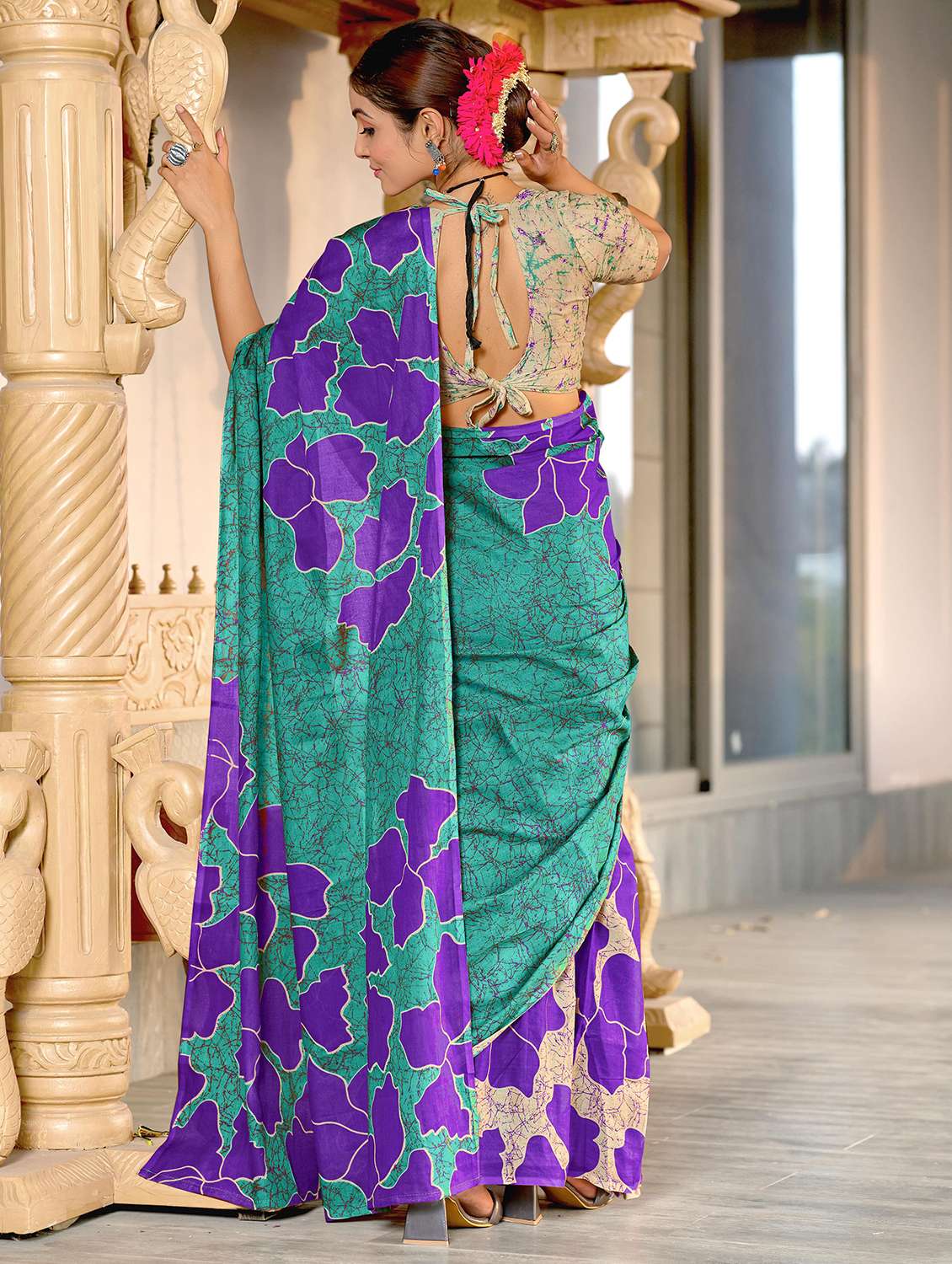 women printed casual wear saree with blouse - 21970968 -  Standard Image - 2