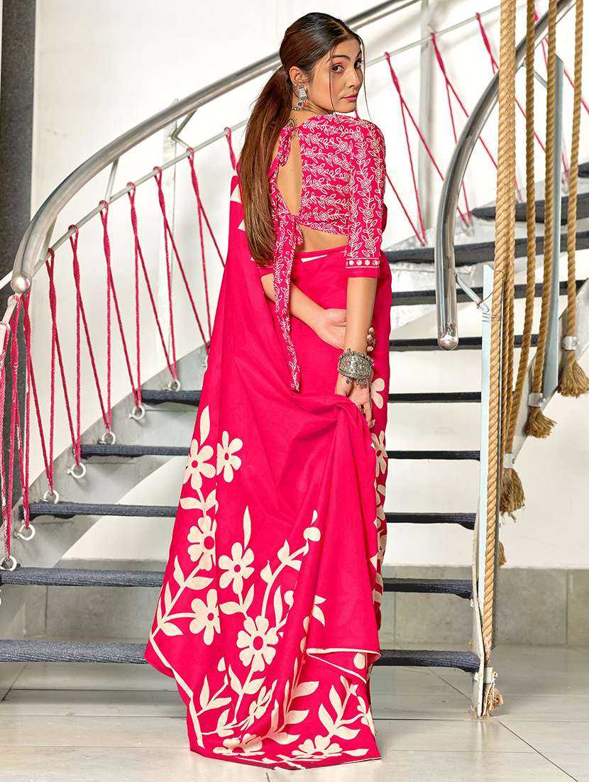 women printed casual wear saree with blouse - 21971032 -  Standard Image - 2