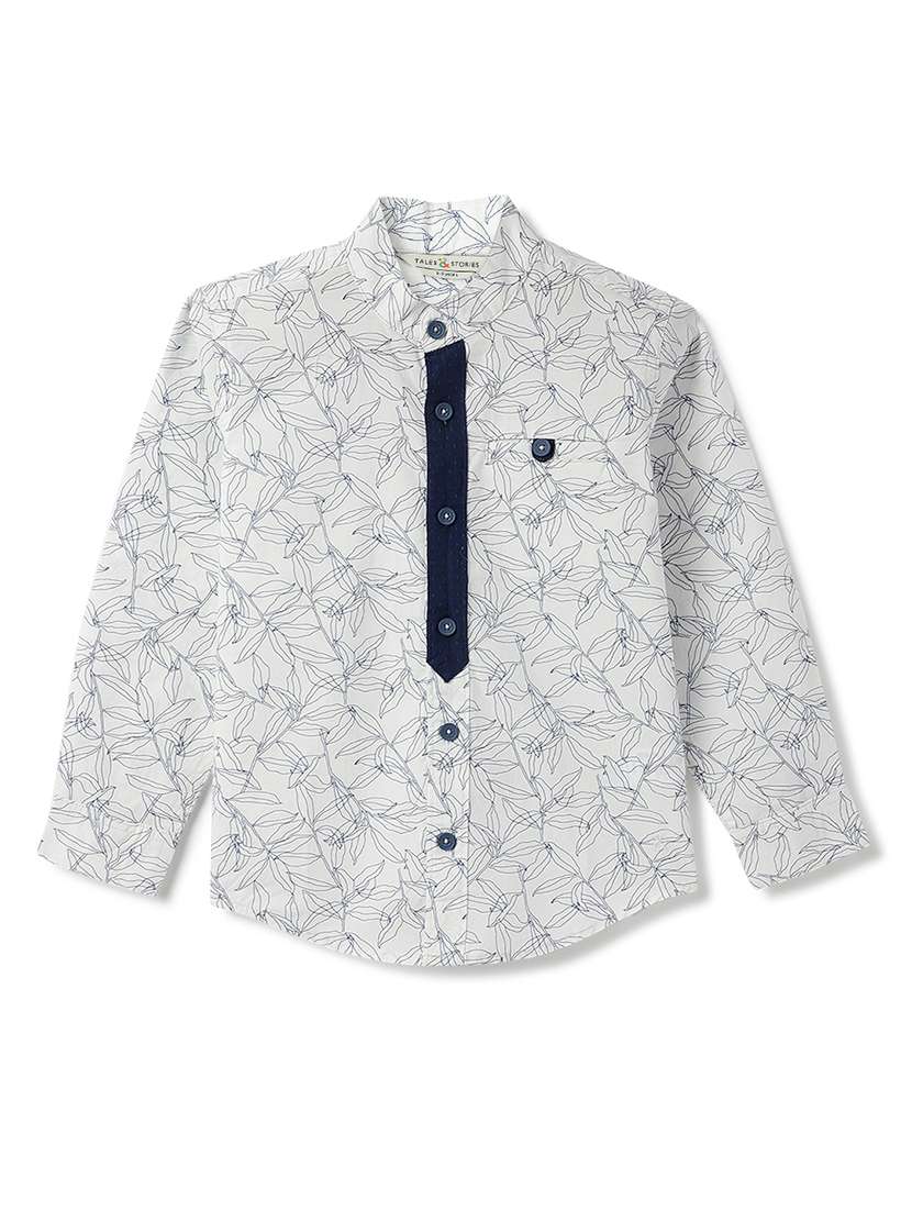 boys printed collared long sleeve shirt