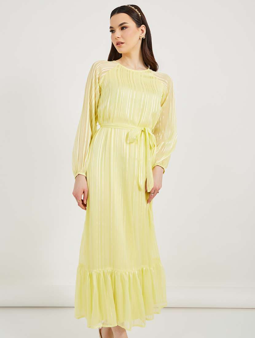 women striped puff sleeve tiered dress - 21971060 -  Standard Image - 2