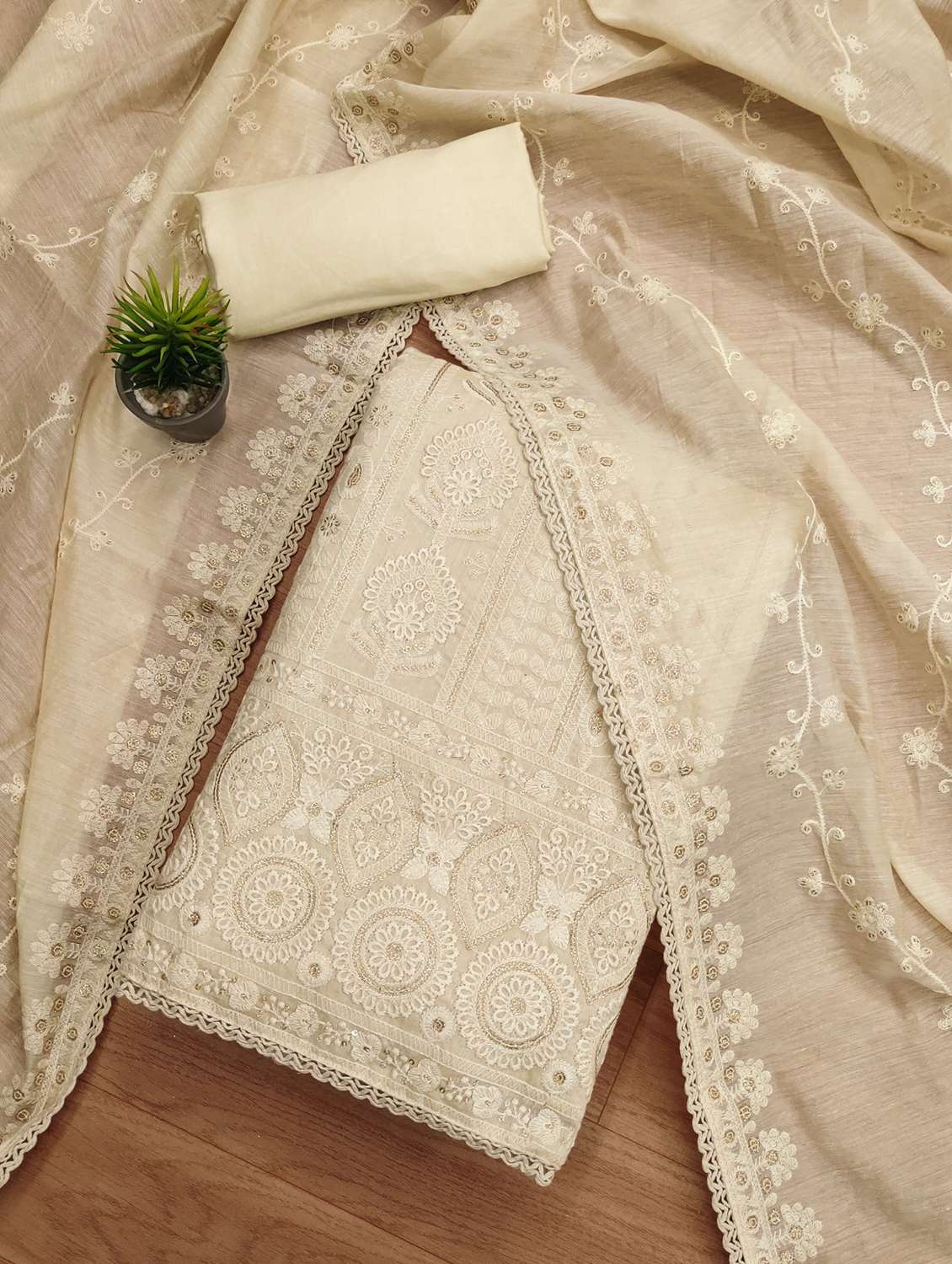 women embroidered unstitched suit set - 21971085 - Standard Image - 2