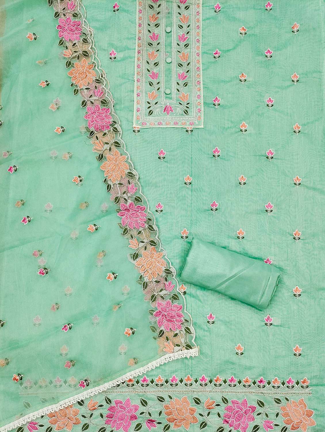 women embroidered unstitched suit set - 21971095 - Standard Image - 2