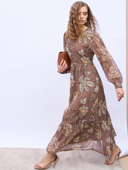 women printed puff sleeve tiered maxi dress - 21971110 -  Standard Image - 0