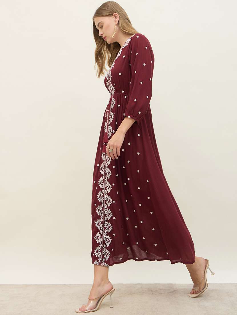 women embroidered long sleeve a-line dress - 21971129 -  Standard Image - 2
