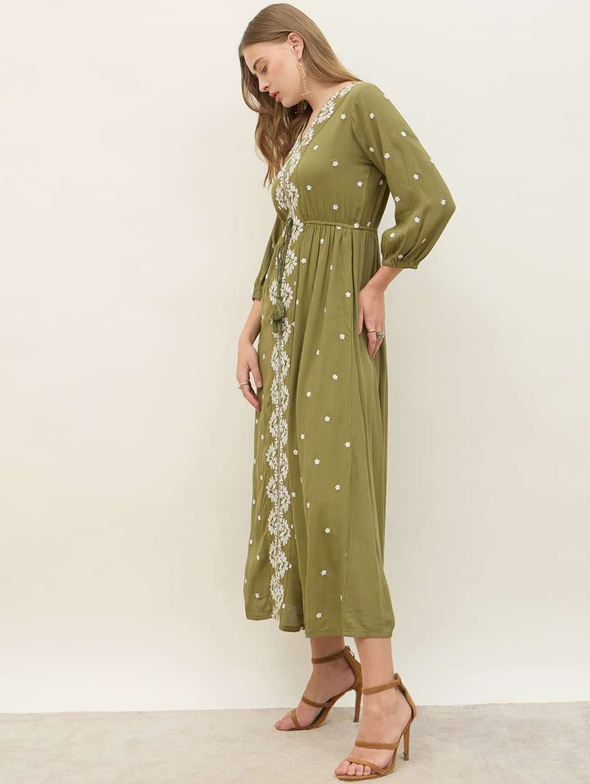 women embroidered long sleeve a-line dress - 21971130 - Standard Image - 2