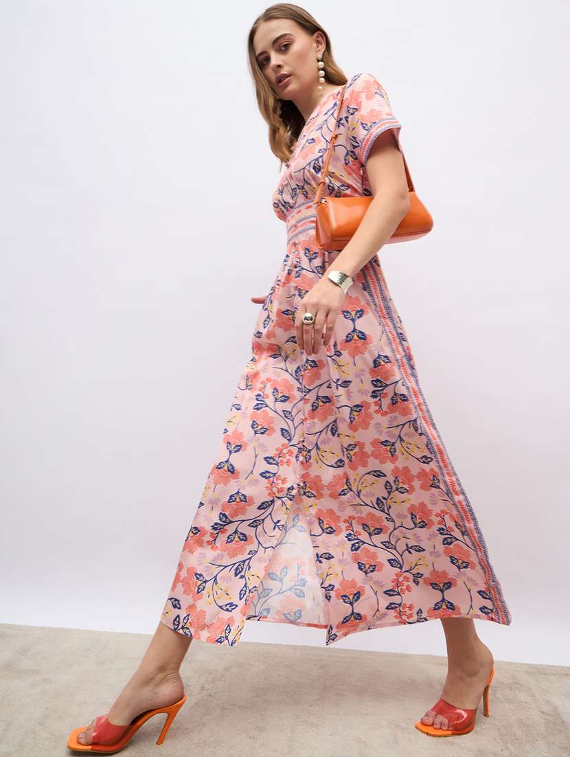 women printed short sleeve a-line dress - 21971131 -  Standard Image - 2