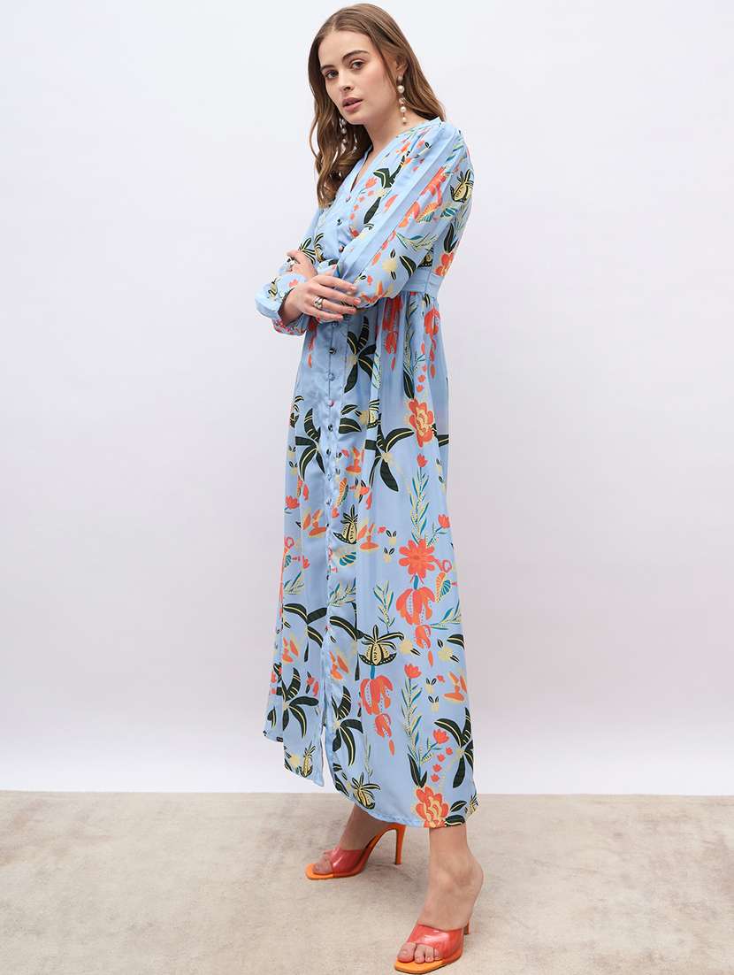 women printed puff sleeve shirt dress - 21971132 -  Standard Image - 2