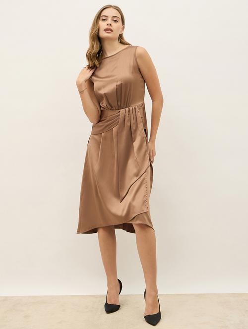 women metallic solid sleeveless a-line dress - 21971142 -  Standard Image - 0