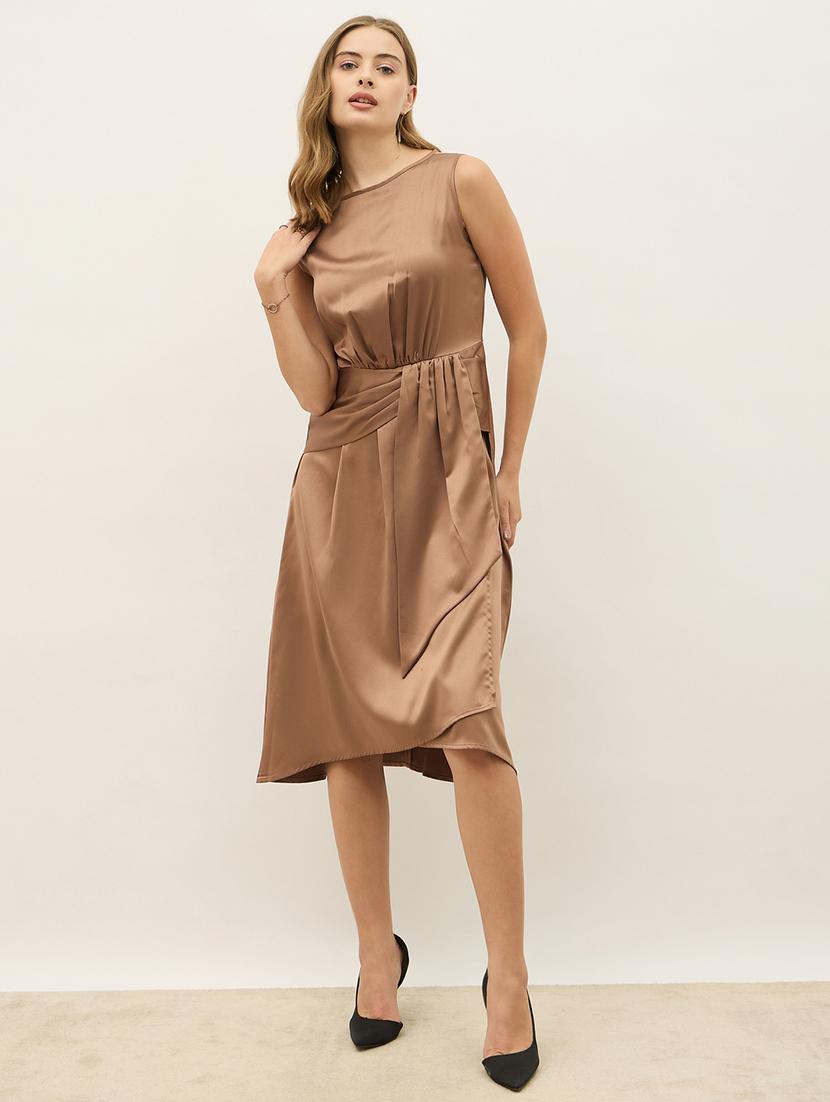 women metallic solid sleeveless a-line dress - 21971142 -  Zoom Image - 0