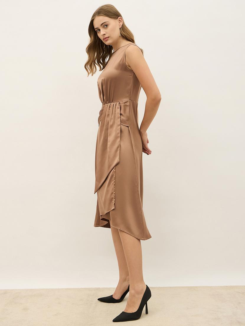 women metallic solid sleeveless a-line dress - 21971142 - Standard Image - 2