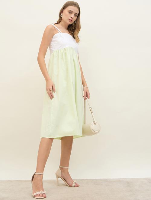 women color blocked shoulder strap a-line dress - 21971148 - Standard Image - 0