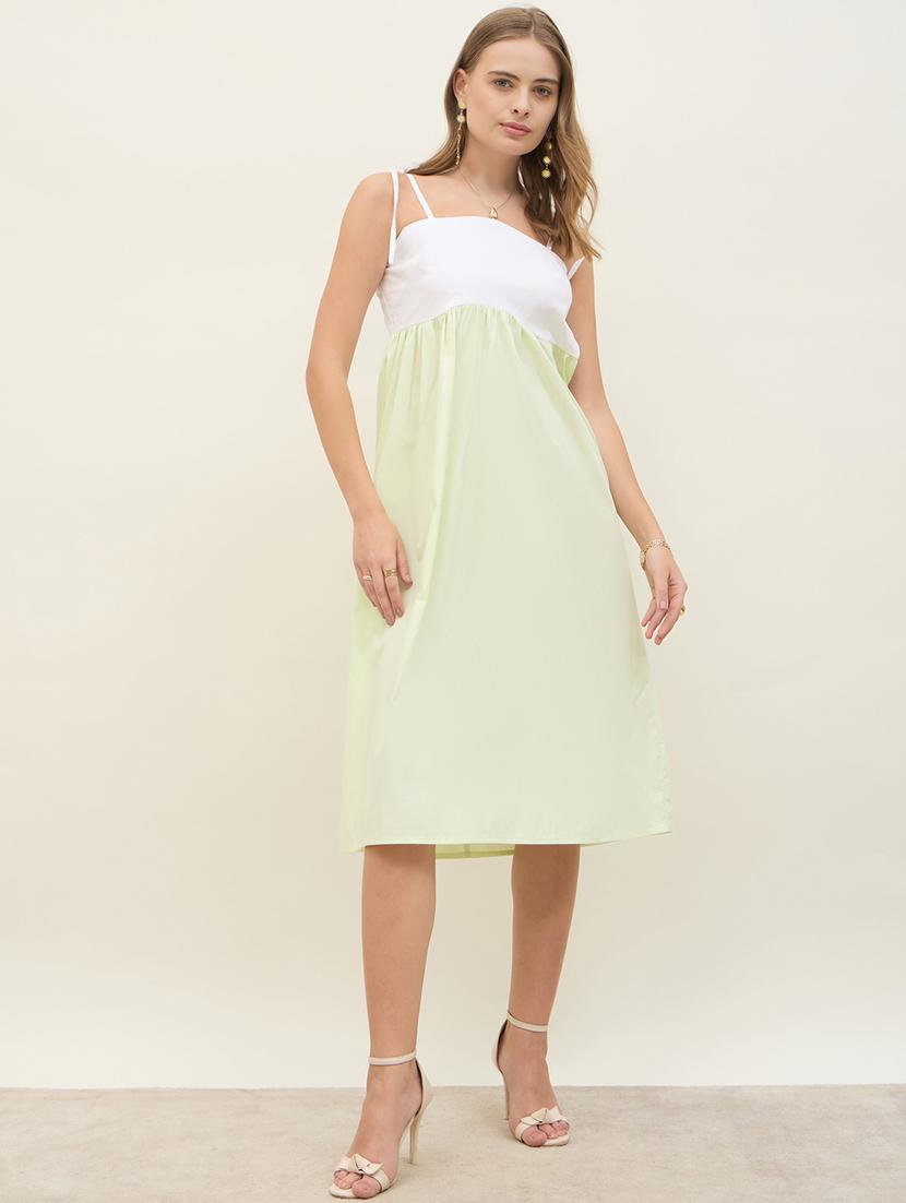 women color blocked shoulder strap a-line dress - 21971148 - Standard Image - 2