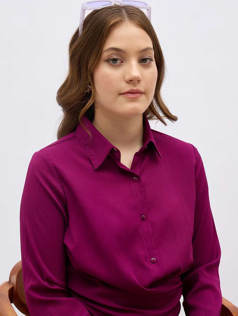 women solid shirt and trouser co-ord set - 21971205 -  Standard Image - 7