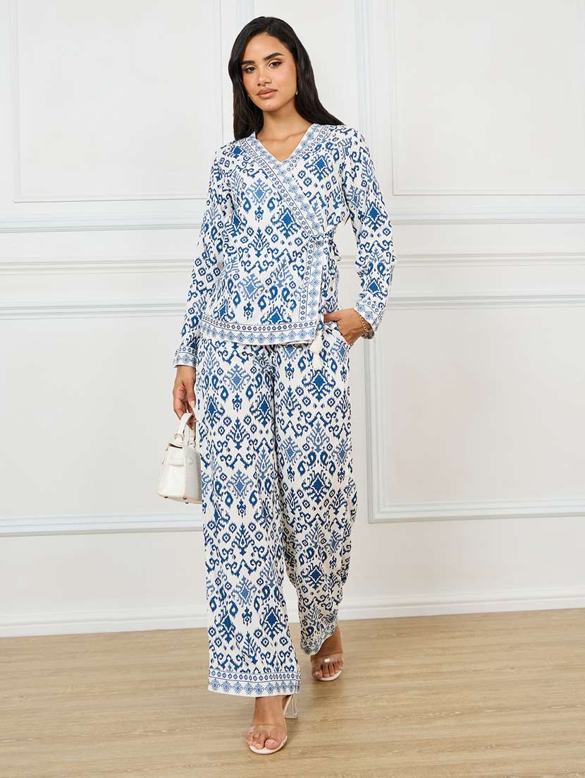 women printed top and trouser co-ord set