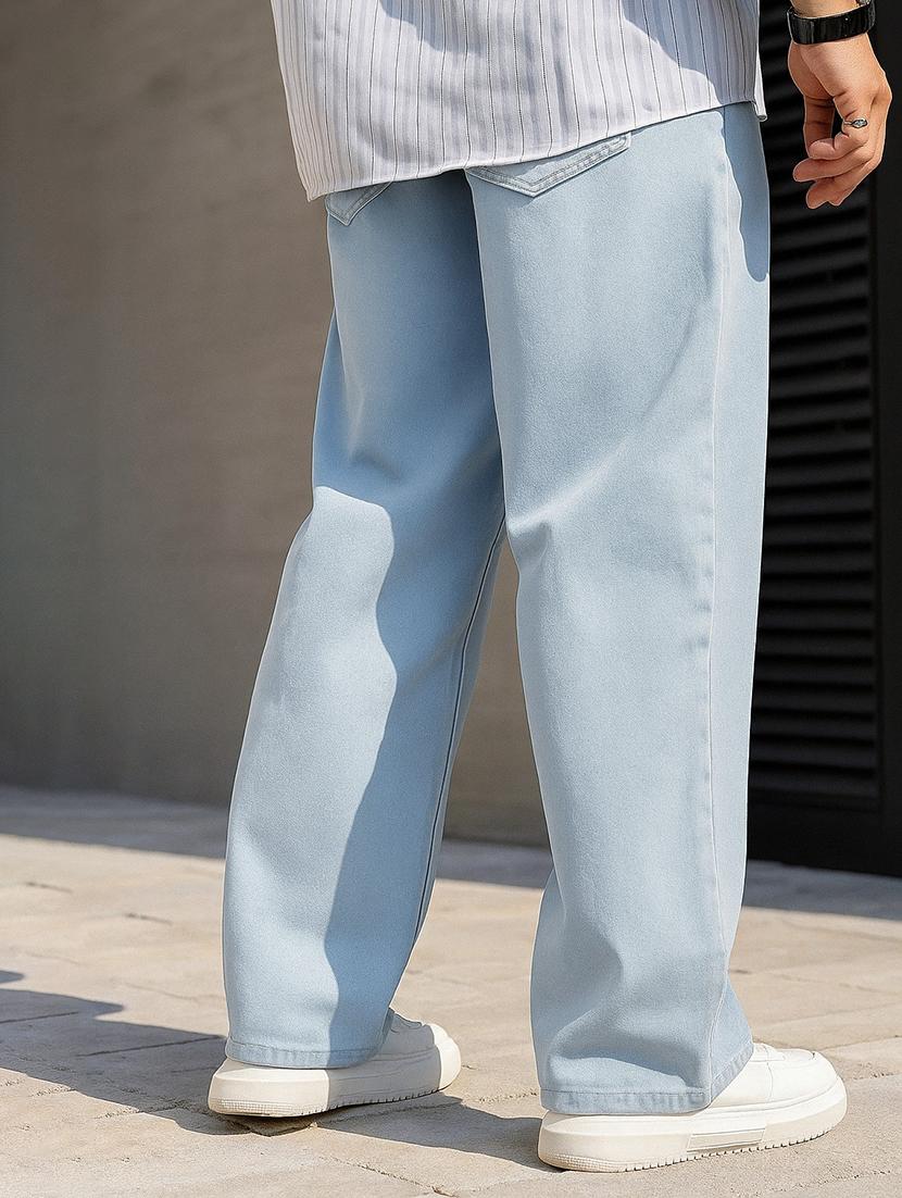 men plain mid rise full length baggy jeans - 21971227 - Standard Image - 2