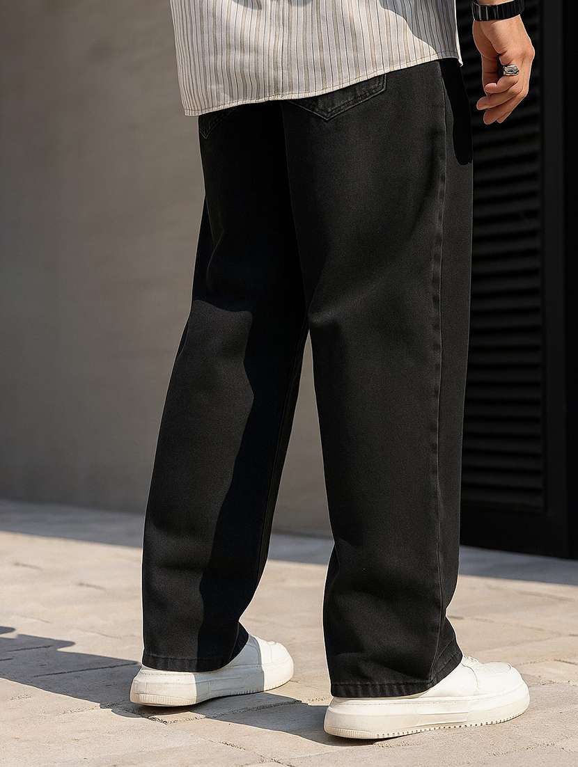 men plain mid rise full length baggy jeans - 21971228 -  Standard Image - 2