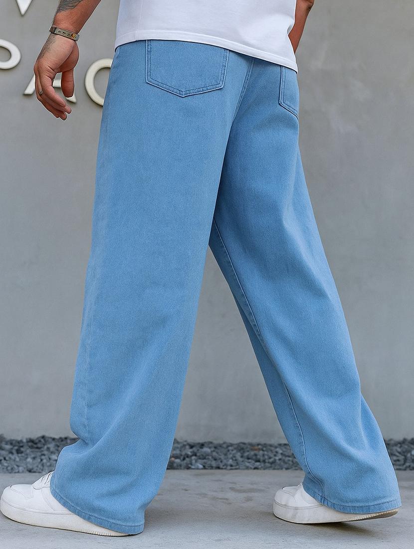 men plain mid rise full length baggy jeans - 21971232 - Standard Image - 2