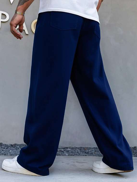 men plain mid rise full length baggy jeans - 21971235 -  Standard Image - 2