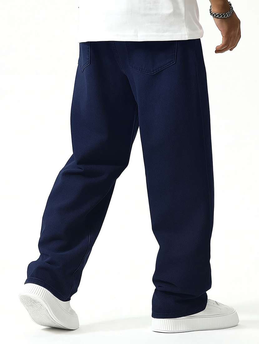 men plain mid rise full length baggy jeans - 21971240 -  Standard Image - 2
