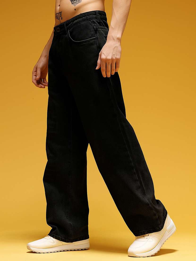men plain mid rise full length baggy jeans - 21971258 -  Standard Image - 2