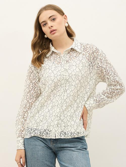 women floral print collared long sleeve shirt - 21971279 -  Standard Image - 0