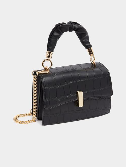 black textured pu handbag bag - 21971287 - Standard Image - 0