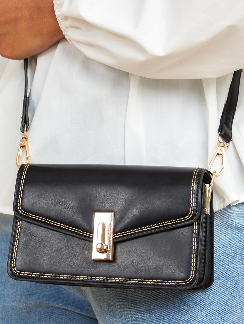 women black solid sling bag - 21971288 - Standard Image - 2