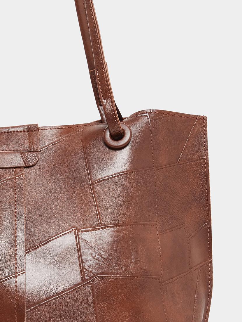 brown textured pu shoulder bag set - 21971296 - Standard Image - 7