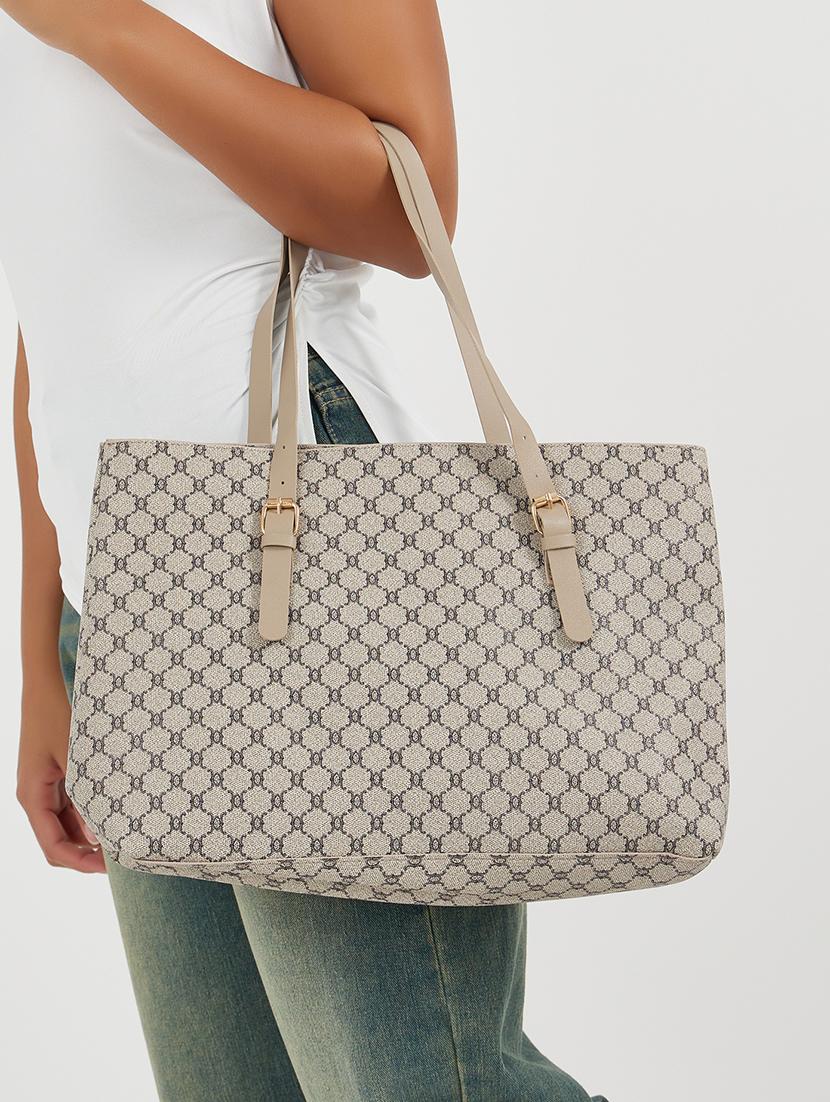 women printed beige pu shoulder bag - 21971297 - Standard Image - 7