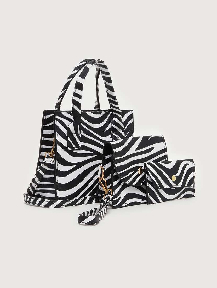 zebra printed party handbag set