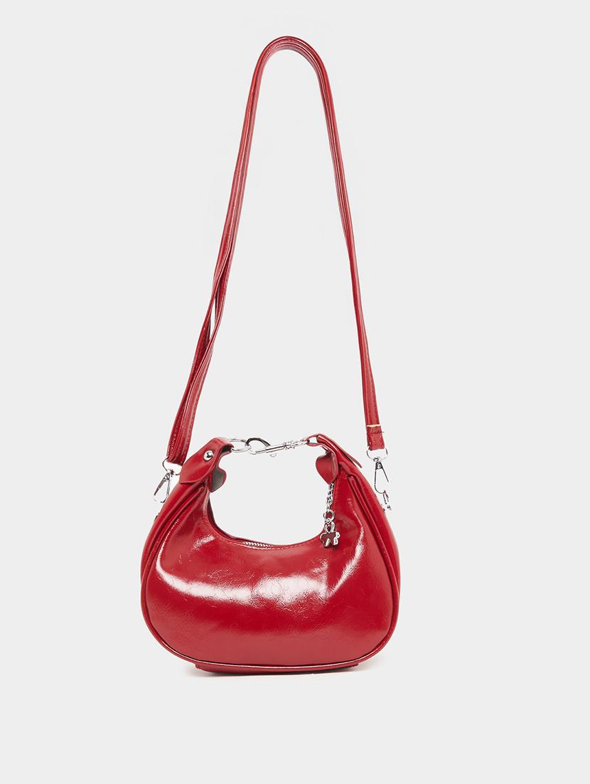 red lock detail shoulder baguette handbag - 21971299 -  Zoom Image - 0