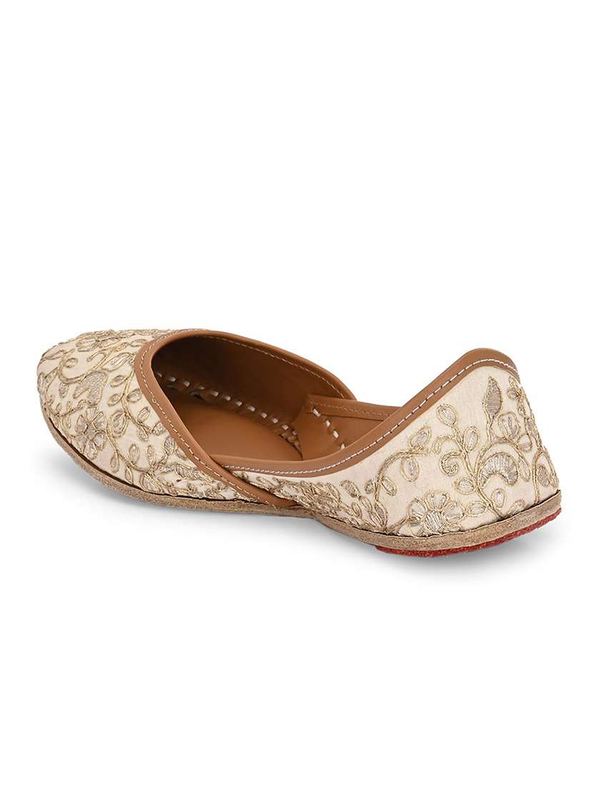 women cream embroidered slip on juti - 21971308 -  Standard Image - 2